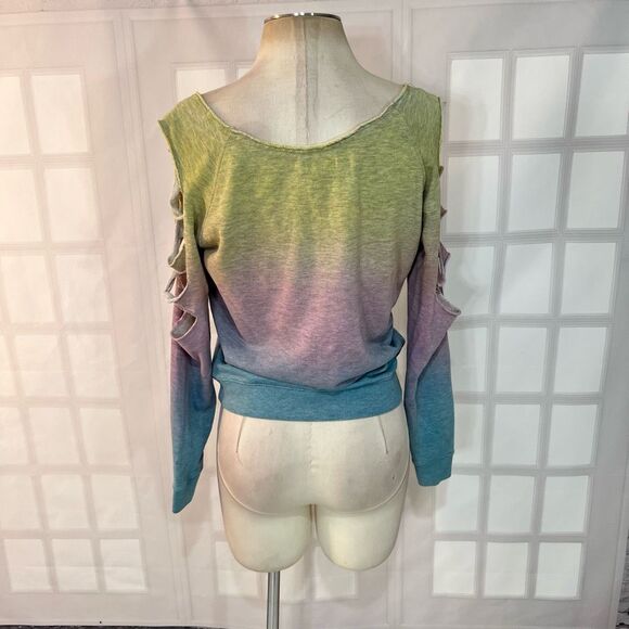 🔥🔥5 for $25🔥🔥 Venus Multicolor Ombre Cutout Long Sleeve Colorful Sweatshirt - Picture 5 of 8